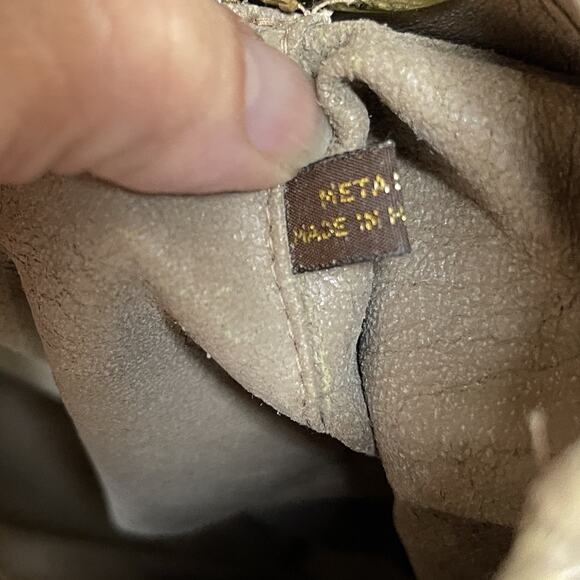 Vintage 1960s Tote Bag Cream Metal Mesh Brown Lucite Handles Gold Accents Snap - Picture 5 of 8